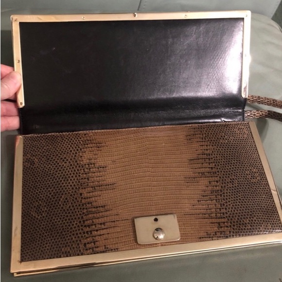 ESCADA VINTAGE 1990s SNAKESKIN CLUTCH - Picture 4 of 12